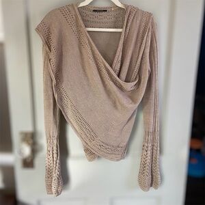 Elie Tahari Knit Waterfall Front/ Wrap Cardigan
